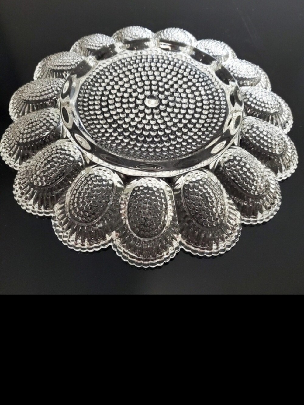 Vntg 11 1/4" 🥚🐣"Hobnail Clear" Deviled Egg Dish by Indiana Glass Made in 🇺🇸 - Picture 7 of 14